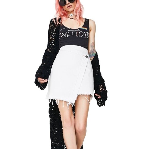 One Teaspoon Wild Thing Skirt Size 25 XS White Denim Festival Wrap Mini Jean - Picture 6 of 9